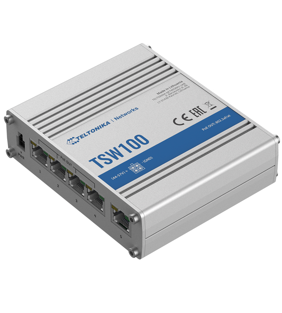 TSW100 industriel uadministreret POE+ switch Teltonika TSW100 switch