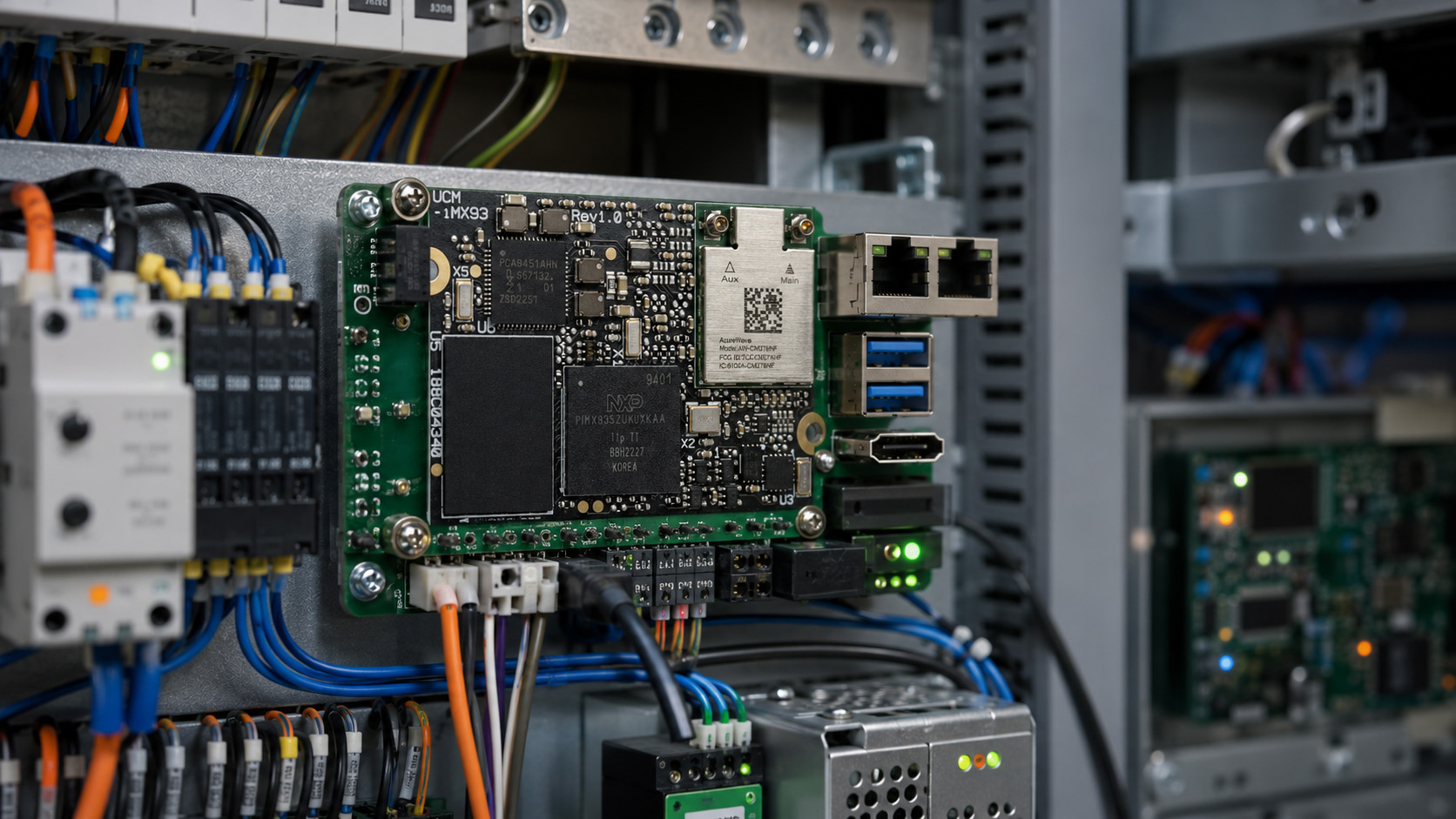 System on Module mounted on a carrier board in an industrial embedded system